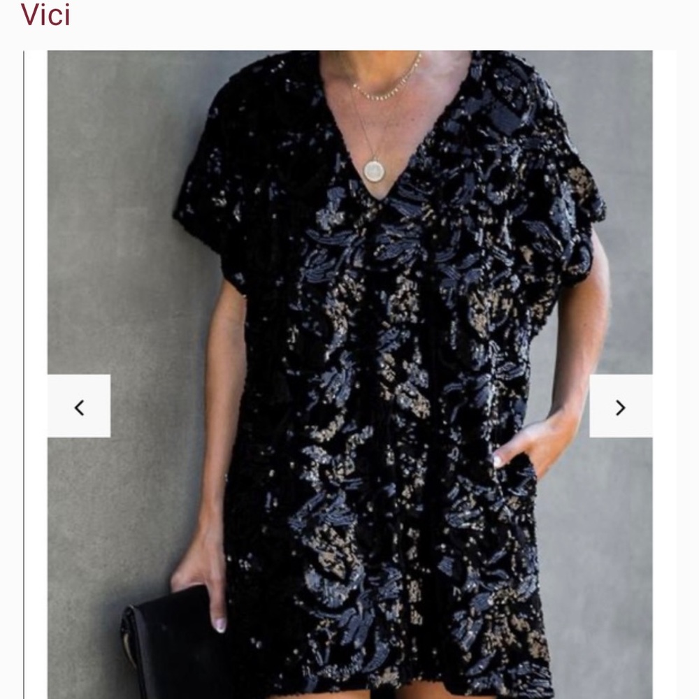 Sequin & velvet mini dress
